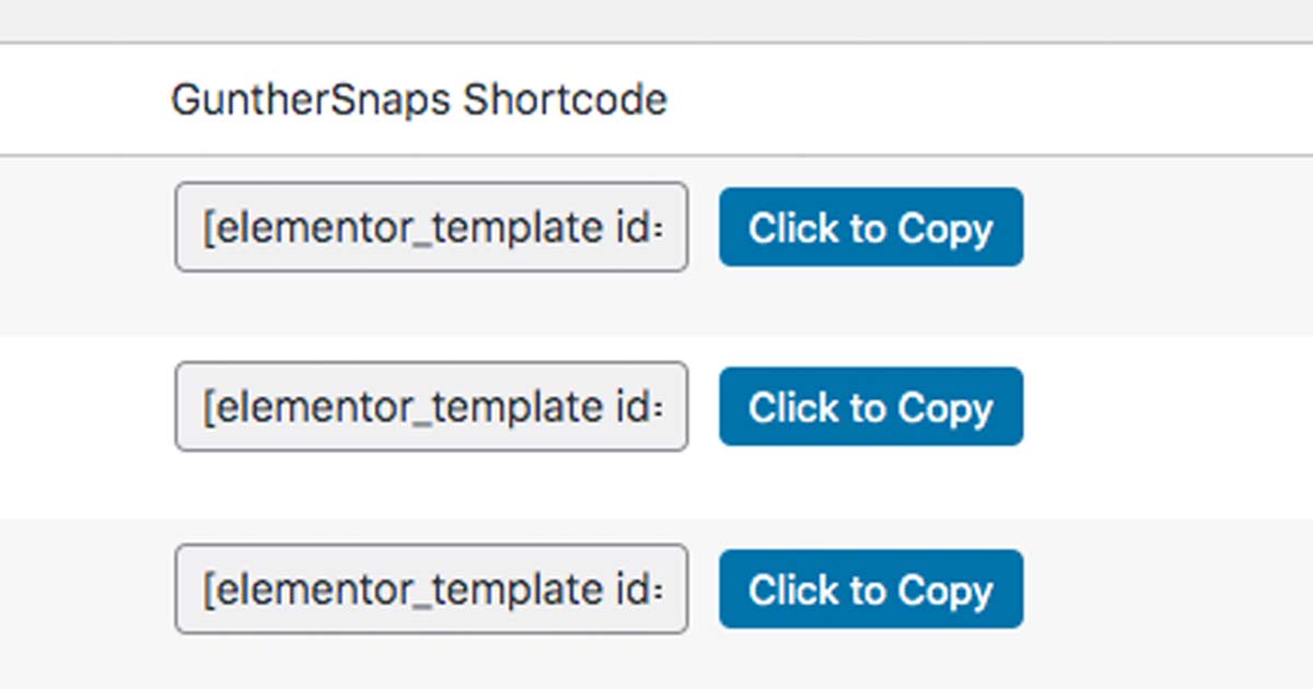 gunthersnaps wordpress plugin elementor shortcode
